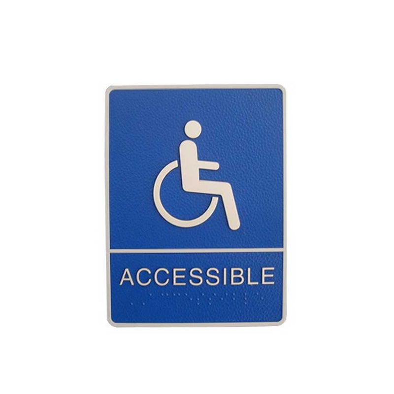 A.D.A. Braille Blue Washroom Sign 6”W x 8”H (Handicap) - 