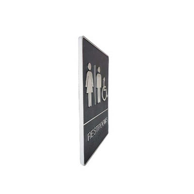 A.D.A. Braille Gray Washroom Sign 6”W x 8”H (Women/Men/Handicap) - #SIGN032G