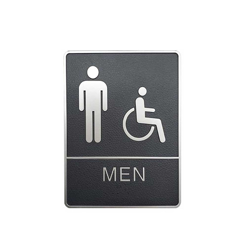 A.D.A. Braille Gray Washroom Sign 6”W x 8”H (Men/Handicap) - 
