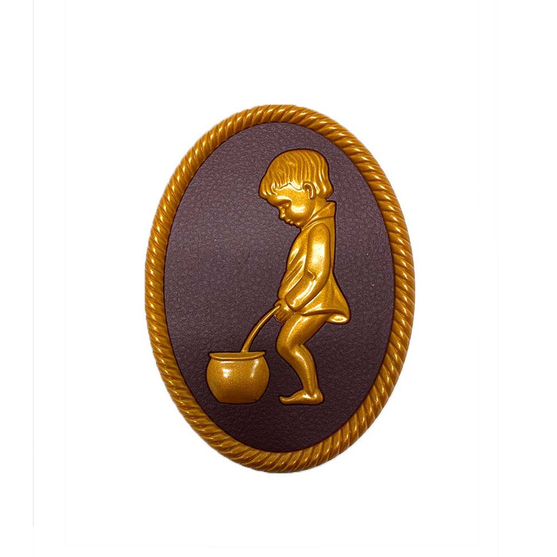 Artist Style Plastic Brass (Boy/Girl) Washroom Sign 4½”W x 6”H - 