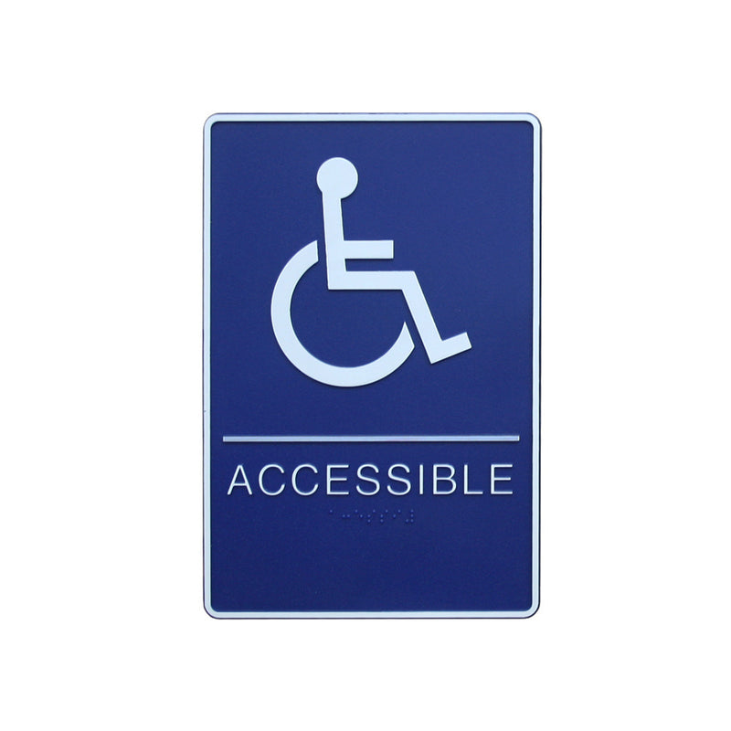 A.D.A. Braille Royal Blue Washroom Sign 6”W x 9”H (Handicap) - 