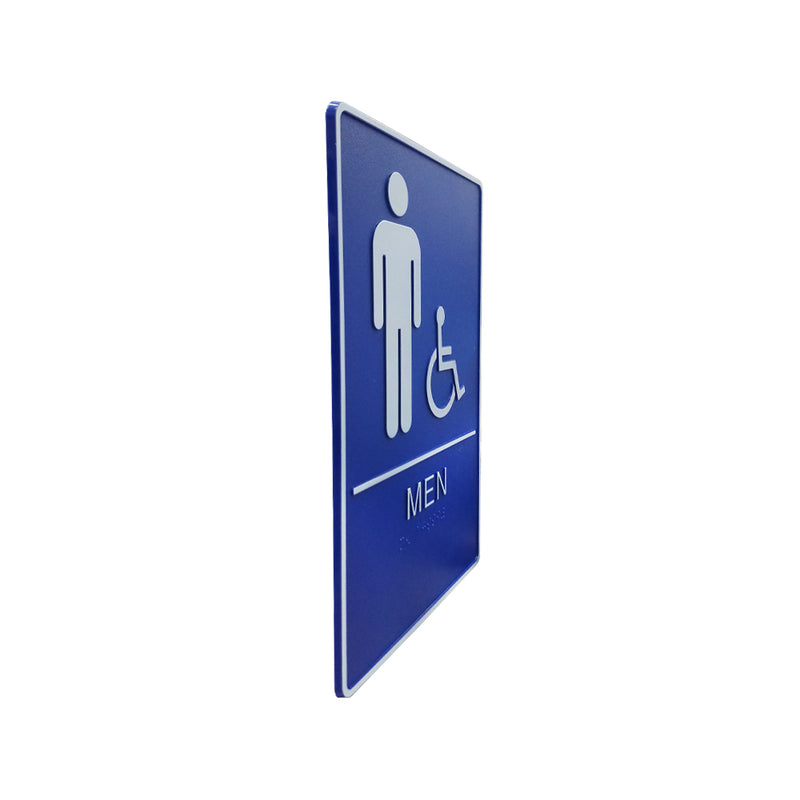 A.D.A. Braille Royal Blue Washroom Sign 6”W x 9”H (Men/Handicap) - 
