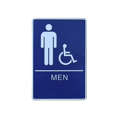 A.D.A. Braille Royal Blue Washroom Sign 6”W x 9”H (Men/Handicap) - #SIGN063M