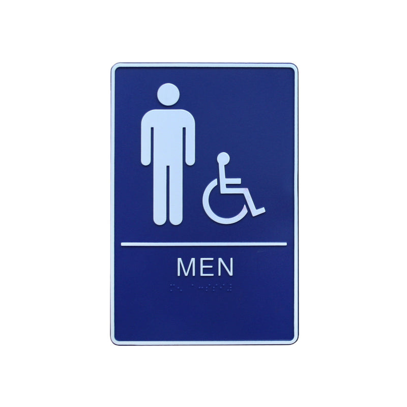 A.D.A. Braille Royal Blue Washroom Sign 6”W x 9”H (Men/Handicap) - 