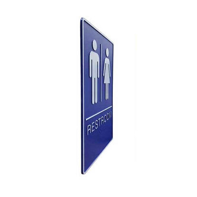 A.D.A. Braille Royal Blue Washroom Sign 6”W x 9”H (Men/Women) - #SIGN066U