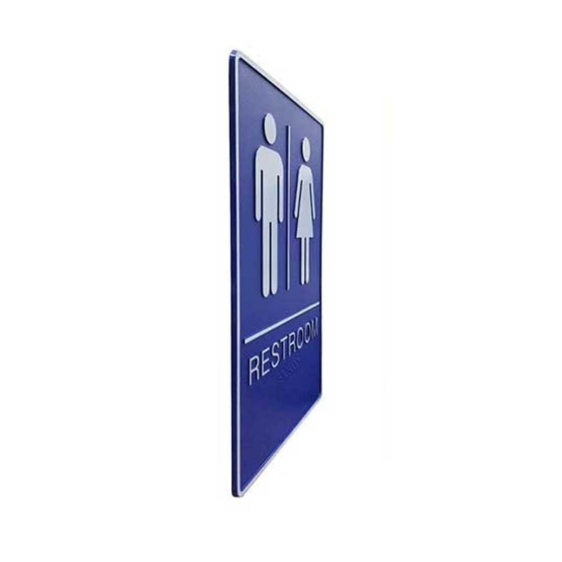 A.D.A. Braille Royal Blue Washroom Sign 6”W x 9”H (Men/Women) - 