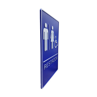 A.D.A. Braille Royal Blue Washroom Sign 6”W x 9”H (Men/Women/Handicap) - #SIGN066UH