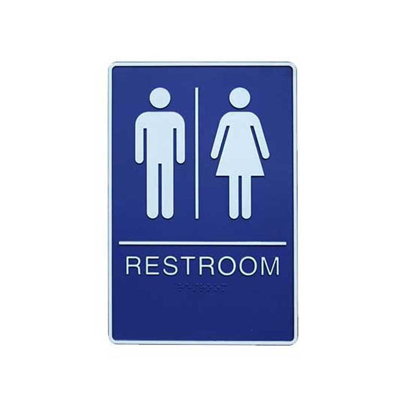 A.D.A. Braille Royal Blue Washroom Sign 6”W x 9”H (Men/Women) - 