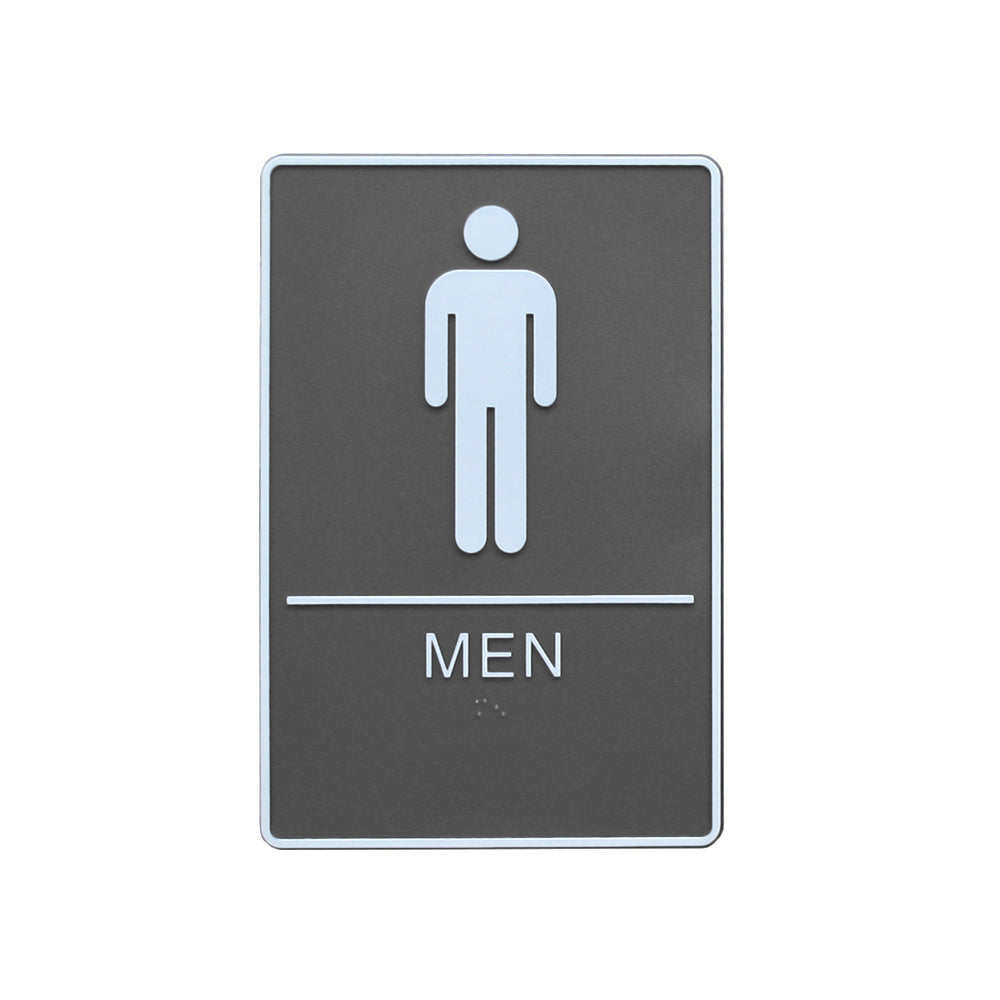 A.D.A. Braille Gray Washroom Sign 6”W x 9”H (Men) - #SIGN068M