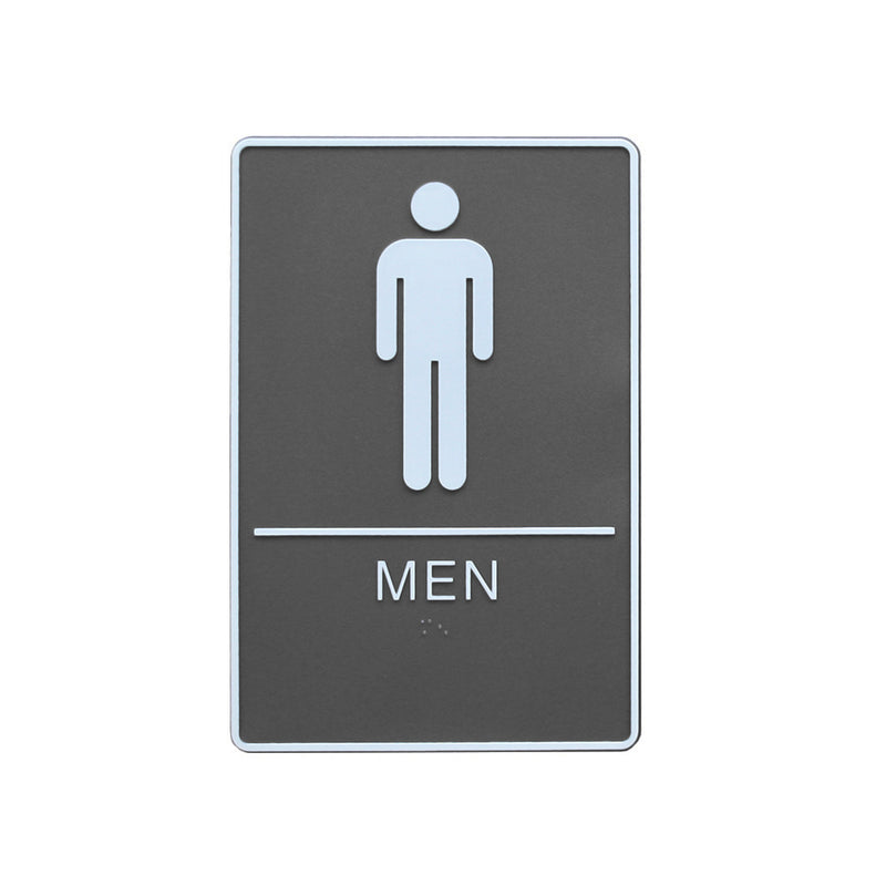 A.D.A. Braille Gray Washroom Sign 6”W x 9”H (Men) - 